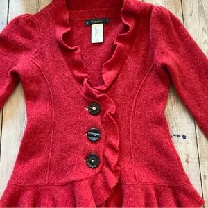 Cartonnier Vibrant Red Wool Cardigan SZ S